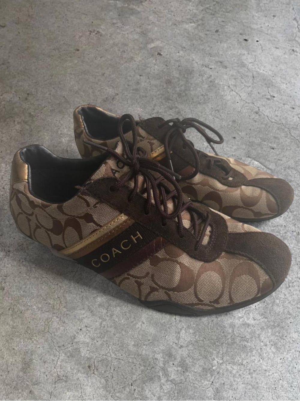 Coach Brown and Tan Signature Low-Top Sneaker